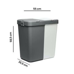 Motek Antrasit+Beyaz İkili Dokunmatik Kirli Çamaşır Sepeti 80 Litre