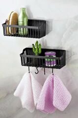 Yapışkanlı Plastik Banyo Rafı İkili Banyo Düzenleyici Duş Rafı Organizer Şampuanlık