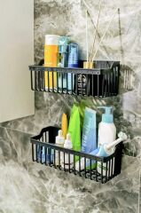 Yapışkanlı Plastik Banyo Rafı İkili Banyo Düzenleyici Duş Rafı Organizer Şampuanlık