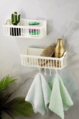 Yapışkanlı Plastik Banyo Rafı İkili Banyo Düzenleyici Duş Rafı Organizer Şampuanlık