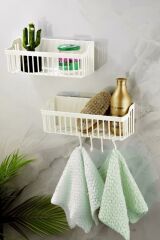 Yapışkanlı Plastik Banyo Rafı İkili Banyo Düzenleyici Duş Rafı Organizer Şampuanlık