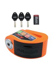 Armor Alarmlı Motorsiklet Disk Kilidi Çelik Gövde 606 Mva 6mm-Turuncu