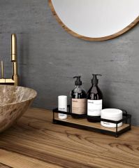 Banyo Düzenleyici Yapışkanlı Metal Banyo Rafı Tekli Duş Rafı Organizer Şampuanlık Mat Siyah-GNRL180