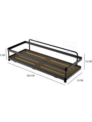 Banyo Düzenleyici Yapışkanlı Metal Banyo Rafı Tekli Duş Rafı Organizer Şampuanlık Mat Siyah-GNRL180