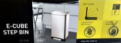 Primanova E-Cube Yumuşak Kapanan Pedallı Banyo Mutfak Ofis Çelik Çöp Kovası 30Lt-Pls iç kovalı-D14679