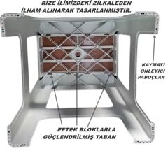 Çelik Ayna Zilkale Büyük Boy Çok Amaçlı Dayanıklı Tabure Beyaz+Kahve-252