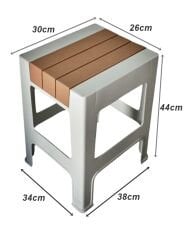 Çelik Ayna Zilkale Büyük Boy Çok Amaçlı Dayanıklı Tabure Beyaz+Kahve-252