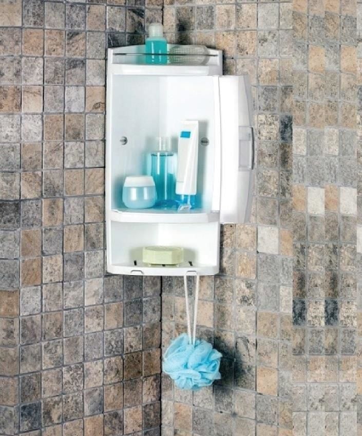 Primanova Banyo Köşe Rafı Kapaklı Şeffaf S05