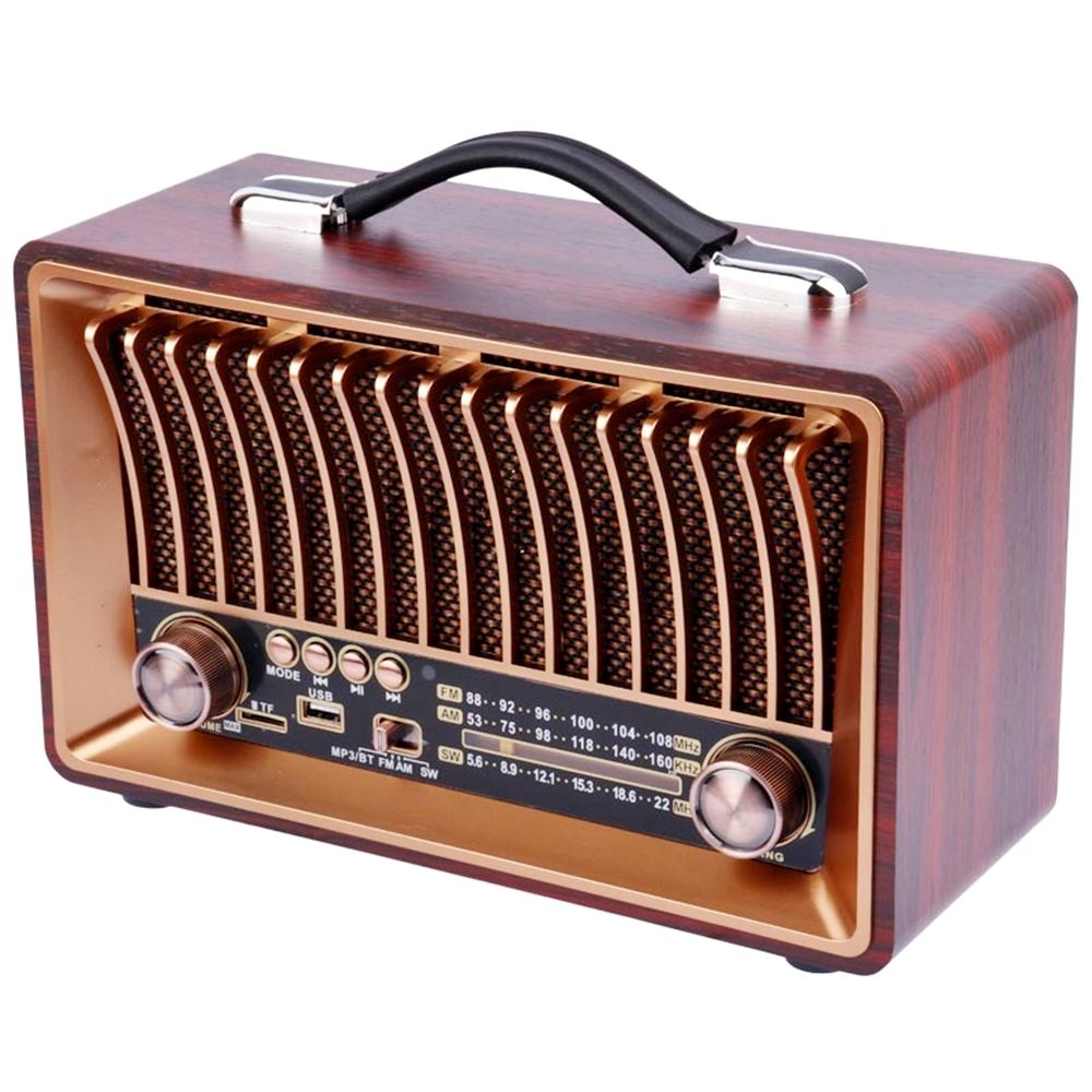Nostaljik Ahşap Şarjlı 3 Bant Büyük Boy Radyo,Tf,Usb Girişli,Fm Radyo,Bluetooth Bağlantılı- R-1918BT