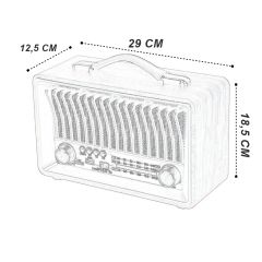 Nostaljik Ahşap Şarjlı 3 Bant Büyük Boy Radyo,Tf,Usb Girişli,Fm Radyo,Bluetooth Bağlantılı- R-1918BT