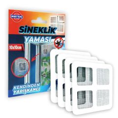 Sineklik Yaması Sineklik Tamir Bantı Kendinden Yapışkanlı 10x10cm 4Adet 1 Paket
