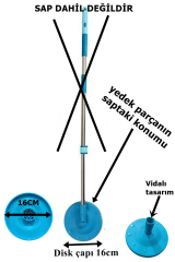 Motek Turbo Sap Yedek Disk Döner Başlıklı Mop Setler İçindir Sadece Yuvarlak Disk Kısmıdır