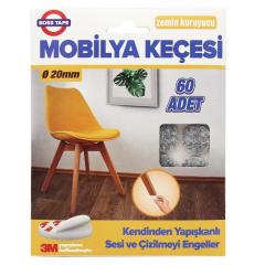 Geseus Boss Tape Yapışkanlı Mobilya Keçesi Sese ve Çizilmeye Son Yuvarlak 20mmx60Ad