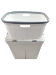 Gümüş Ikili Dokunmatik 80 Lt Çamaşır Sepeti+Çamaşır Selesi Çeyiz Seti-MT09