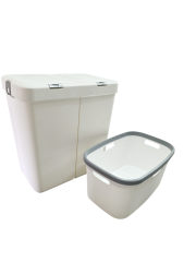 Gümüş Ikili Dokunmatik 80 Lt Çamaşır Sepeti+Çamaşır Selesi Çeyiz Seti-MT09