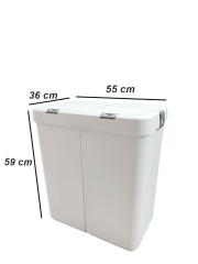 Gümüş Ikili Dokunmatik Çamaşır Sepeti Çöp Kovası Temizlik Kovası Kirli Sepet 80 Litre-MT009