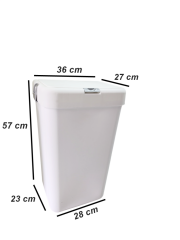 Gümüş Tekli Dokunmatik Çamaşır Sepeti Çöp Kovası Temizlik Kovası Kirli Sepet 40 Litre-MT008