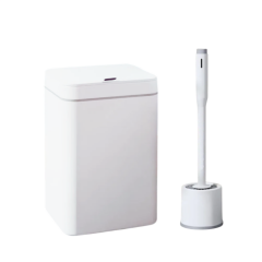 Sensörlü Otomatik Plastik Çöp Kovası 12 Litre + Deterjan Hazneli Silikon Klozet Fırçası