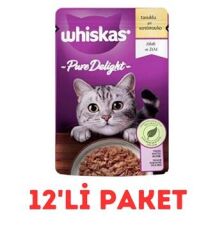 Whiskas Pouch Pure Delight Jöle İçinde Tavuklu Yetişkin Kedi Konservesi 85gr 12'Li Paket