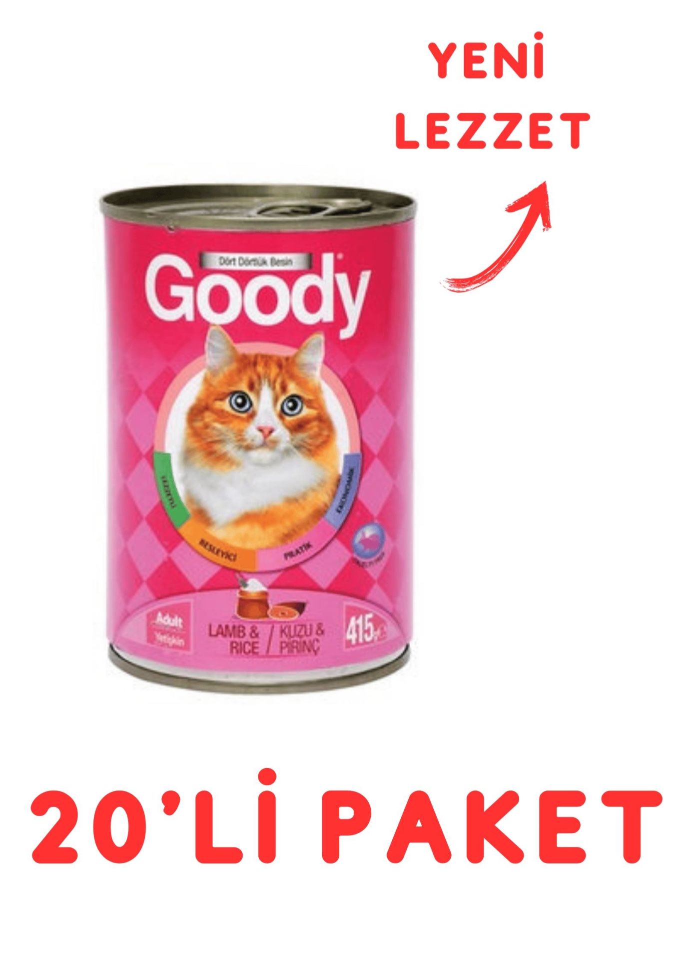 Goody Kuzu Pirinçli Yetişkin Kedi Konservesi 400 Gr - 20'Li Paket