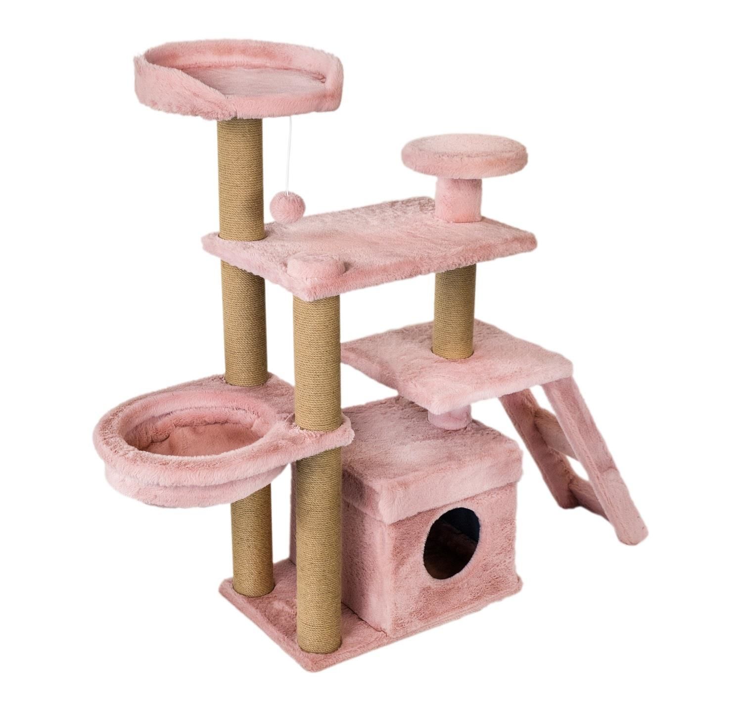 Dubex 55x160x124 cm Kedi Oyun Evi ve Tırmalama Platformu Pembe