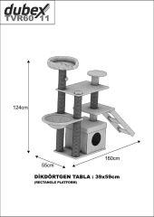 Dubex 55x160x124 cm Kedi Oyun Evi ve Tırmalama Platformu Gri