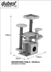 Dubex 65x108x129 cm Kedi Oyun Evi ve Tırmalama Platformu Beyaz