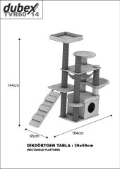 Dubex 55x160x124 cm Kedi Oyun Evi ve Tırmalama Platformu Beyaz