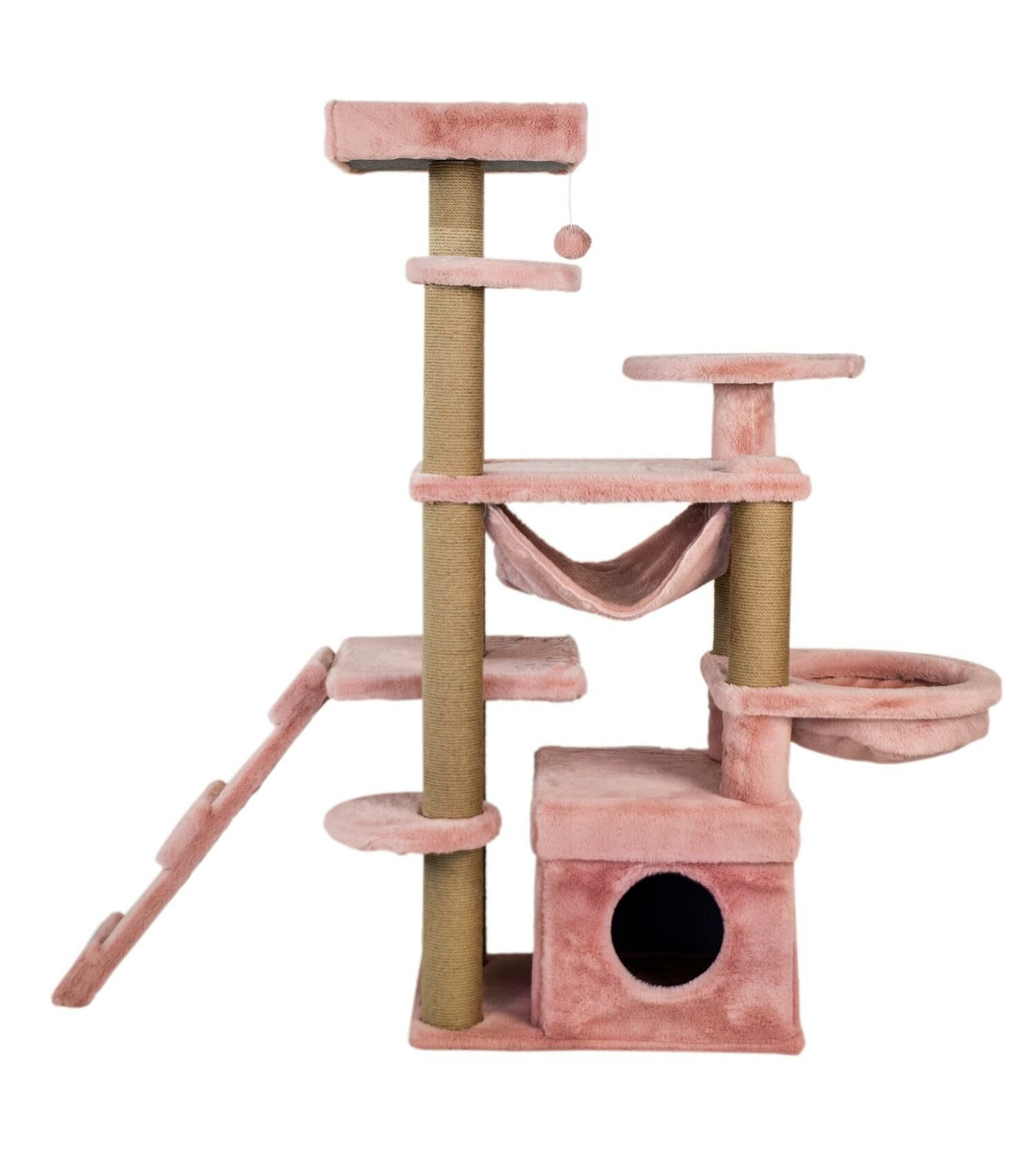 Dubex 55x160x124 cm Kedi Oyun Evi ve Tırmalama Platformu Pembe