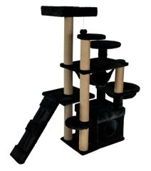 Dubex 55x160x124 cm Kedi Oyun Evi ve Tırmalama Platformu Siyah