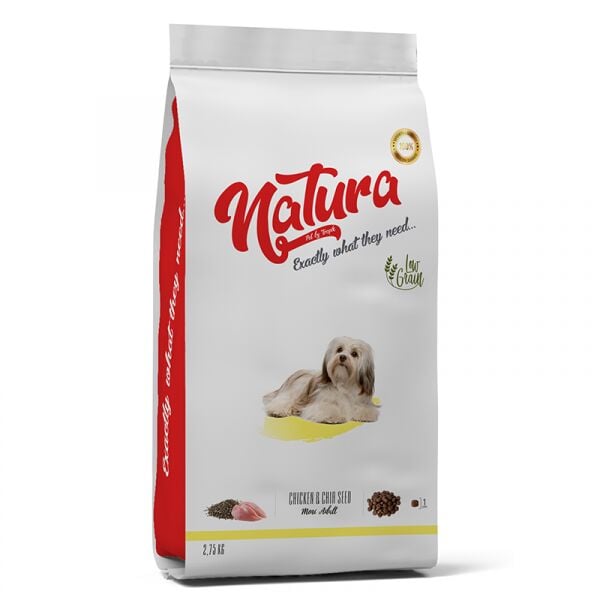 Natura Düşük Tahıllı Tavuk_Chia Mini Irk Yetişkin Köpek Maması 2,75Kg