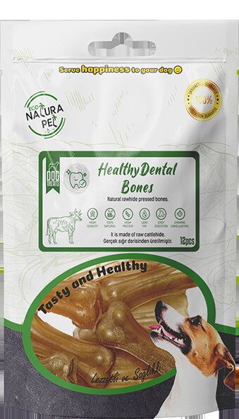 Eco Natura Pet Healty Dental Bones Natural Pres Kemik 5Cm 12Li 90Gr