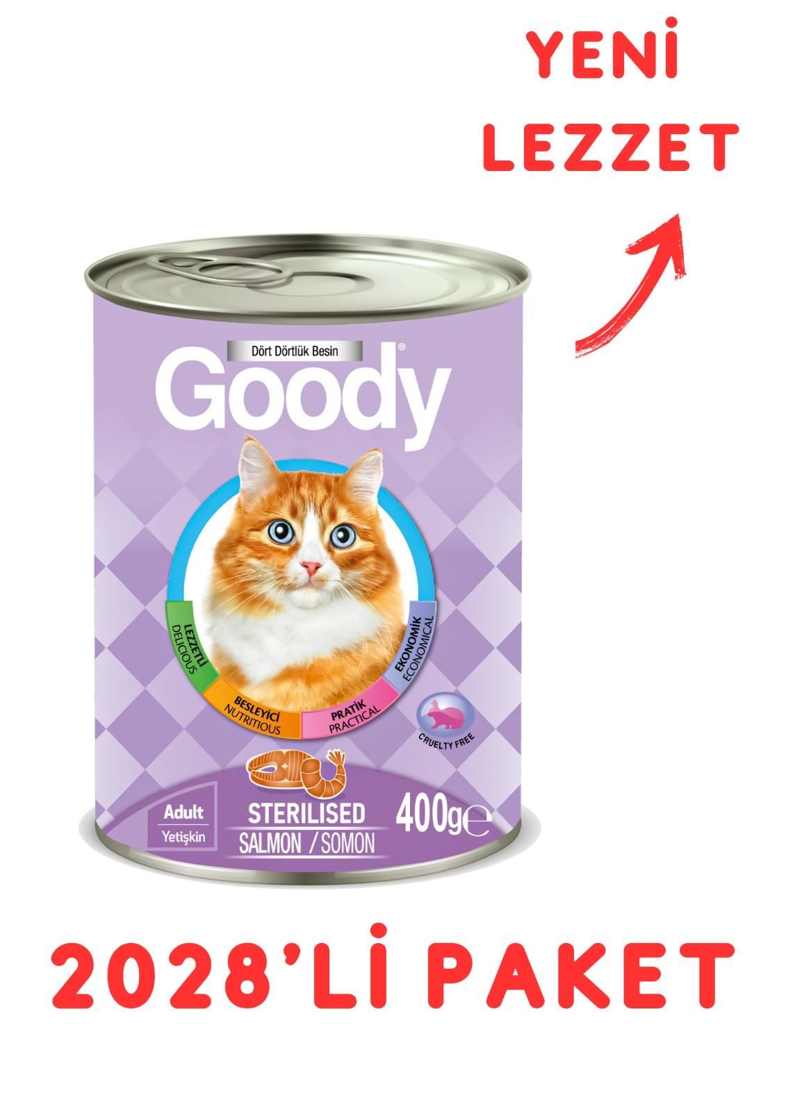 Goody Kısırlaştırılmış Somonlu Yetişkin Kedi Konservesi 400 Gr - 2028'Li Paket (1 PALET)