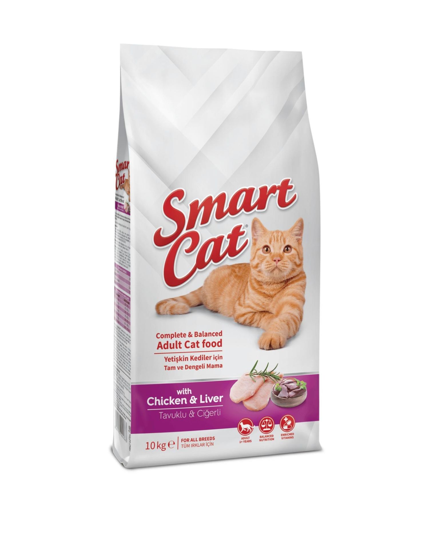 Smart Cat Tavuk Etli ve Ciğerli Yetişkin Kedi Maması 10 Kg