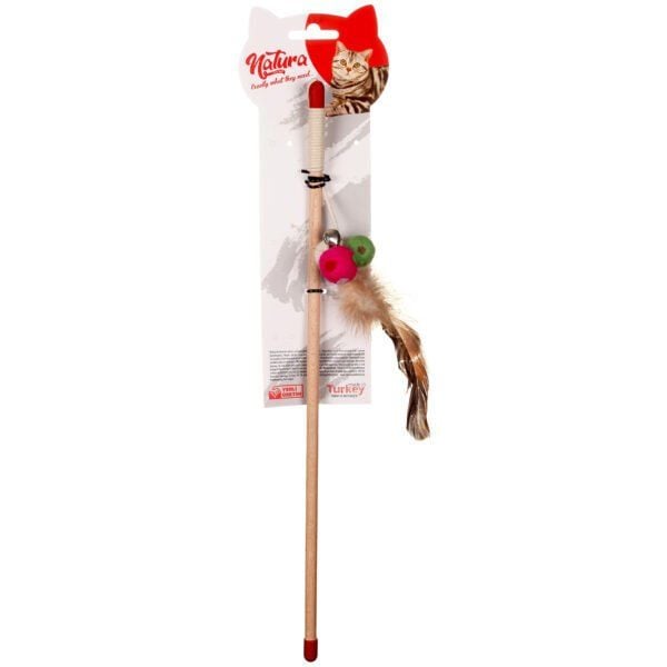 Natura Üçlü Mini Toplu Kedi Olta Oyuncak 40 Cm