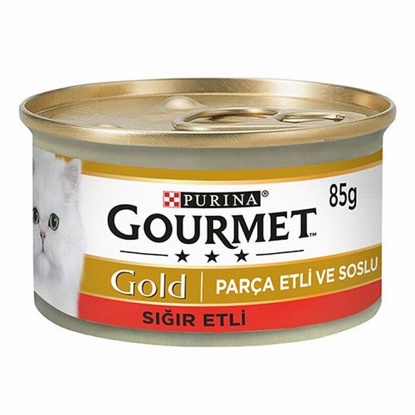 Gourmet Gold Parça Etli Soslu Sığır Etli Yetişkin Kedi Konservesi 12 Adet 85 Gr