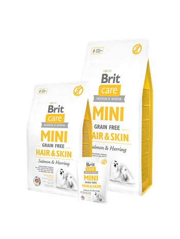 Brit  Care Mini Hair Skın Somonlu ve Ringa Balıklı, Tahılsız, Köpek Maması 7 kg