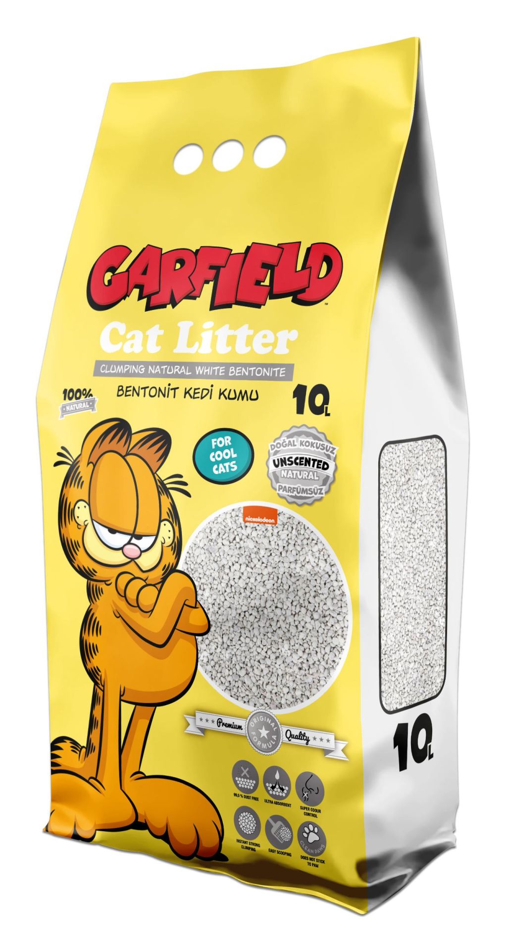 Garfield Bentonit Topaklanan Naturel Kokusuz Kedi Kumu 10 Lt