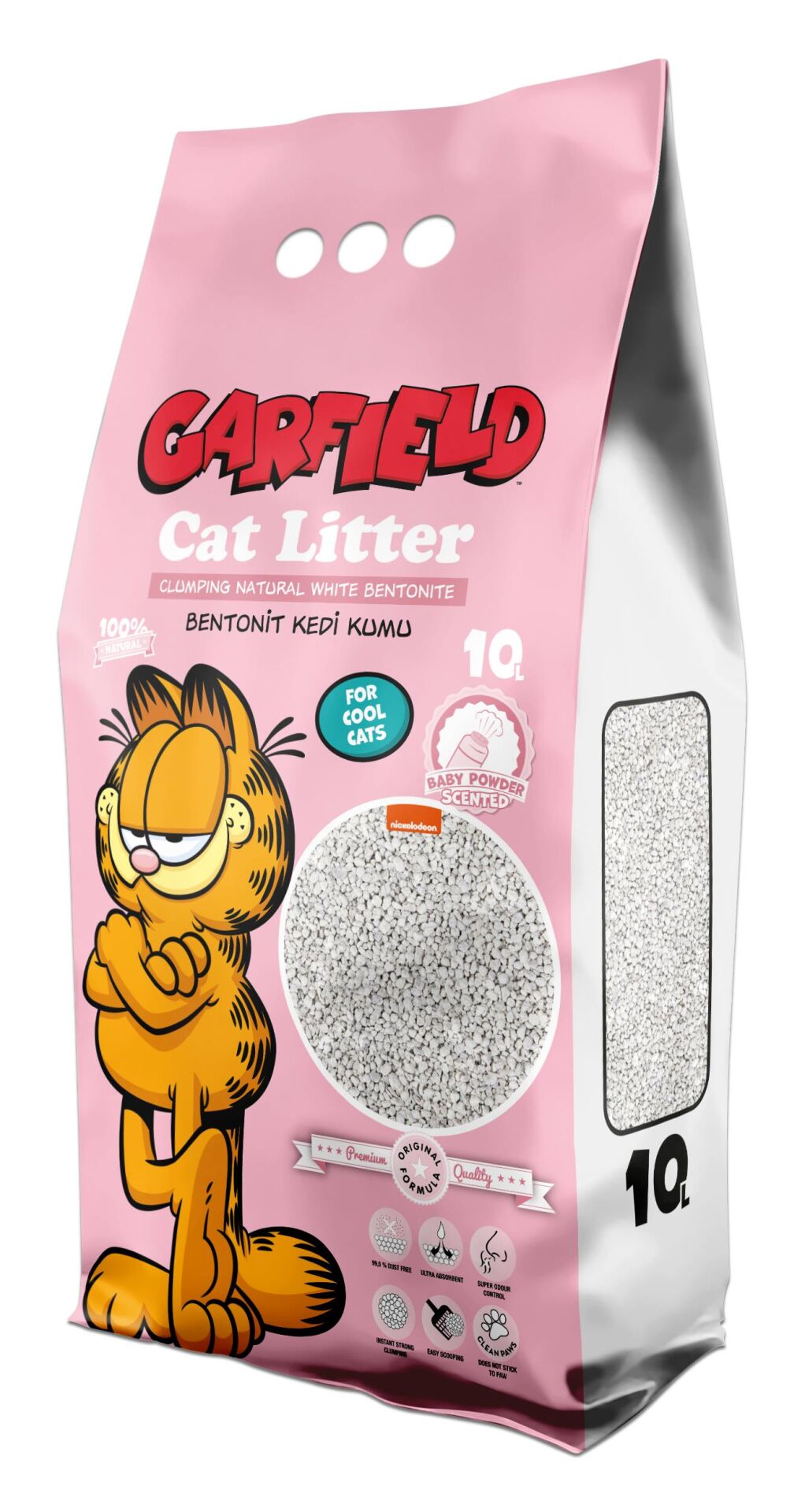 Garfield Bentonit Topaklanan Bebek Pudrası Kokulu Kedi Kumu 10 Lt