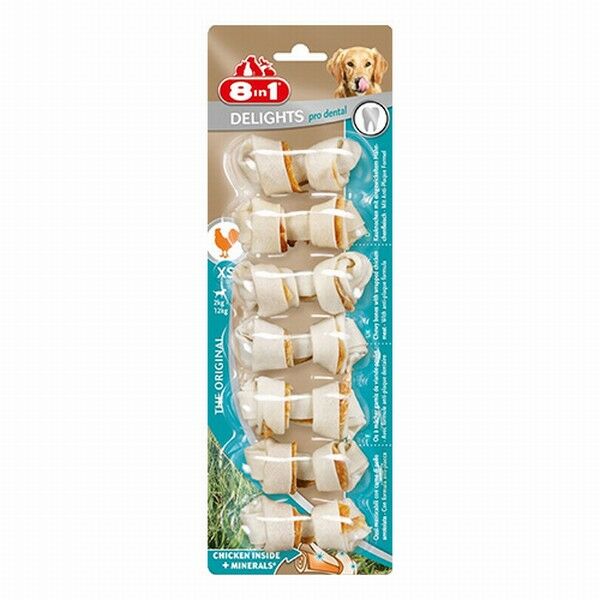 8in1 Delights Pro Dental Bones Düğümlü Tavuklu Ağız Bakım Kemik Köpek Ödülü XS 84 Gr