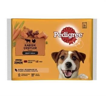 Pedigree Pouch Köpek Konservesi Havuç ile Gravy Soslu Sığır&Kuzu ve Hindili 4 x 100 Gr