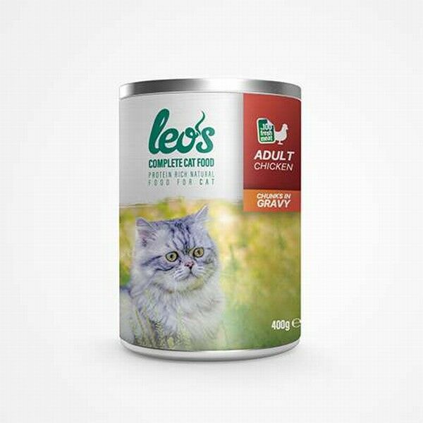 Leos Tavuk Parça Etli Soslu Yetişkin Kedi Konservesi 6 Adet 400 Gr