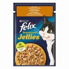 Felix Pouch Sensations Jellies Tavuklu ve Havuçlu Yetişkin Kedi Konservesi 12 Adet 85 Gr