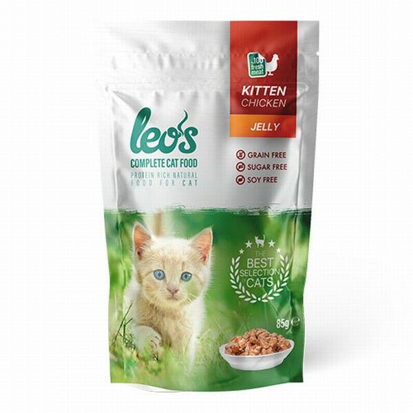 Leos Pouch Tavuklu Yavru Kedi Konservesi 6 Adet 85 Gr