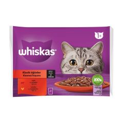 Whiskas Klasik Öğünler Sos İçinde Sığırlı ve Tavuklu Poşet Yaş Mama 340 g (4x85 Gr)