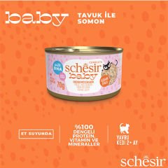 Schesir Babycat Tavuklu ve Somon Balıklı Tahılsız Yavru Kedi Konservesi 70 Gr