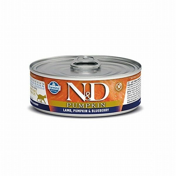 N&D Pumpkin Balkabaklı Kuzulu Yaban Mersinli Tahılsız Yetişkin Kedi Konservesi 80 Gr