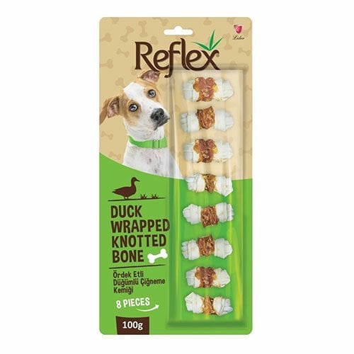 Reflex Ördek Eti Sargılı Düğümlü Köpek Çiğneme Kemiği 8'li 100 Gr RFT-119