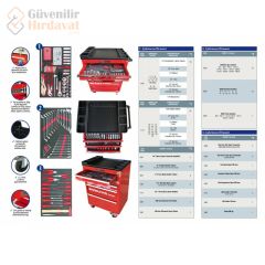 İZELTAŞ Partner Mobil Takım Dolabı 5 Çekmeceli Dolu 121 Parça 8235006121
