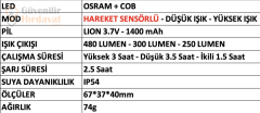 Mercure MC 6567 Ledli Şarjlı Kafa Lambası